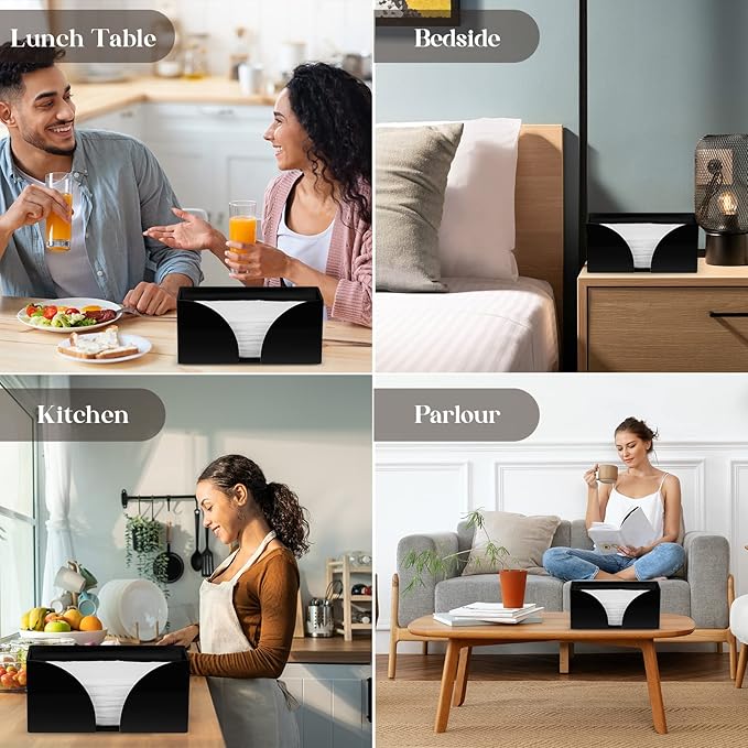 2Pack Paper Towel Dispenser Countertop, Black Acrylic Paper Towel Holder for Bathroom Folded Paper Towel Dispenser Clear Trifold Napkin Holder for Z-fold, C-fold, MultiFold Trifold - Home Kitchen