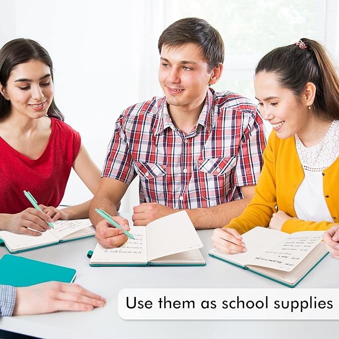 24 Pack Journal Notebook for Work, Feela Business Notebook Bulk Hardcover Lined Writing Journal with Pen Holder for Men Women Note Taking, with 24 Black Pens, 120 GSM, 5.1”x8.3”, A5, Emerald