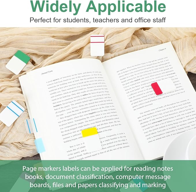 480 Pcs Index Tabs, Colored Sticky Index Tabs Transparent Waterproof Tabs for Books, Writable Repositionable Sticky Tabs for Books Suitable for Binders, Folders, Files, Books