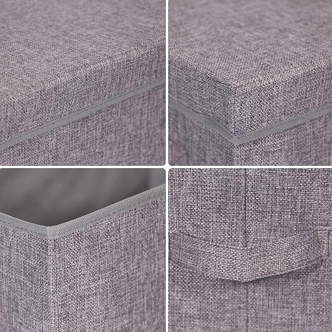 4 Pack Large Foldable Storage Box with Lids Fabric Storage Cube Organizer Cloth Containers Bins Baskets for Closet Clothes Clothing Bed Room