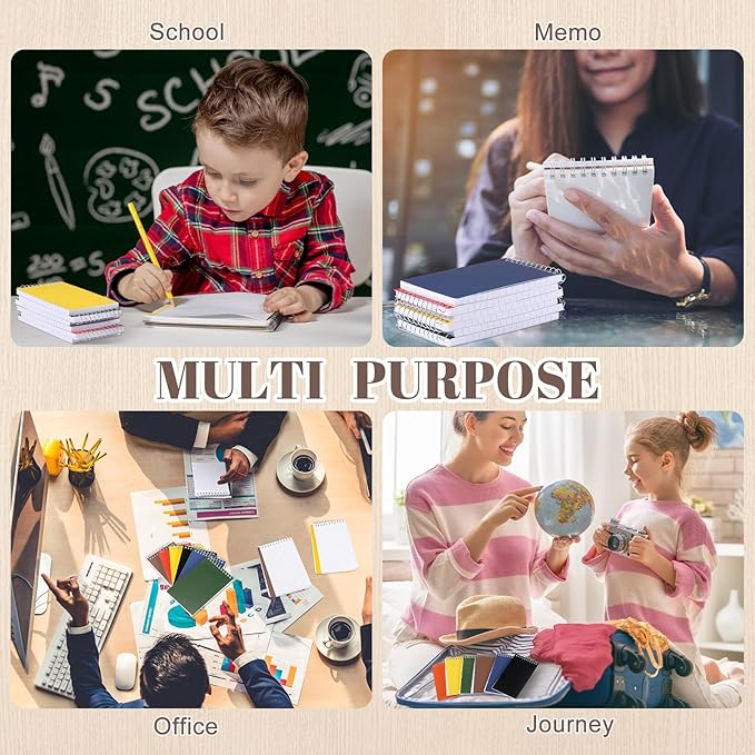 48 Pcs Small Pocket Notebooks 3 x 5 Inch Mini Memo Spiral Notepads Top Bound College Ruled Lined Note Pads for Back School Office Journaling Noting, 75 Sheets/Pad (Classic Color)