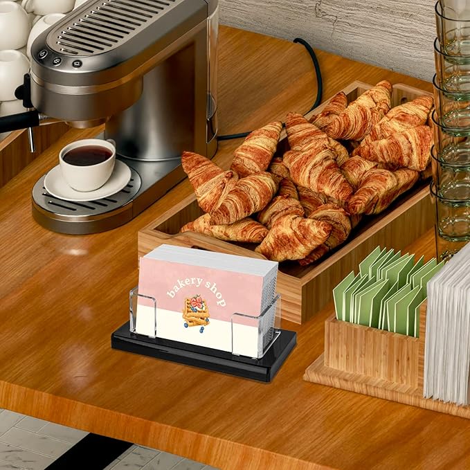 2Pack Acrylic Business Card Holder Black Enlarged Holds 120 Cards for Office/Exhibition/Restaurant Desk/Counter Display Name Card Organizer Stand