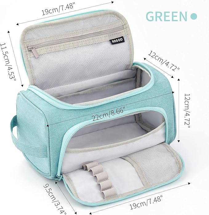 HVOMO Big Capacity Pencil Case High Large Storage Pouch Marker Pen Case Travel Simple Stationery Bag School College Office Organizer for Teens Girls Adults Student（Green）