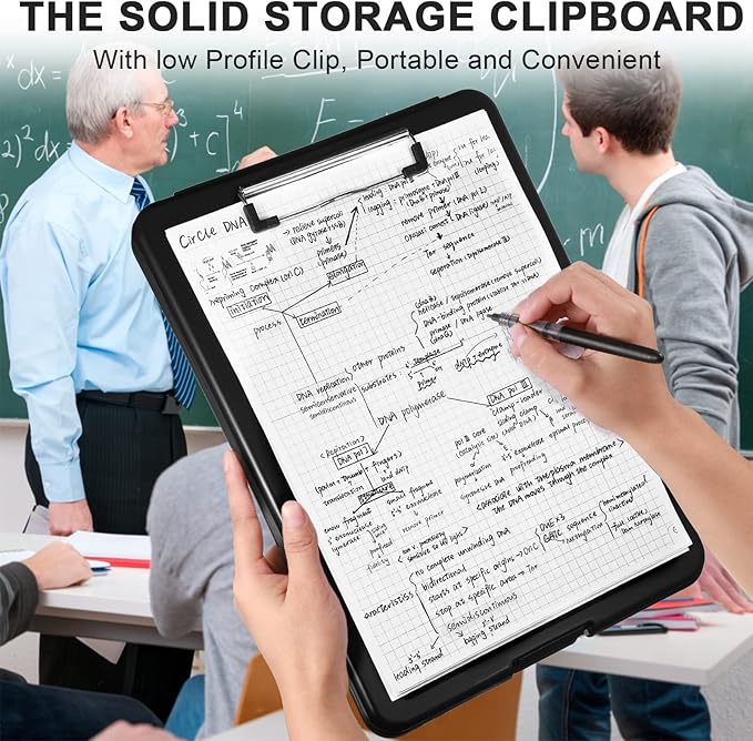 20 Pcs Clipboard with Storage Plastic Nursing Clipboard 9.5 x 13.5 Inch with Low Profile Clip Foldable Clip Board with Storage for Home Office Back to School Supplies
