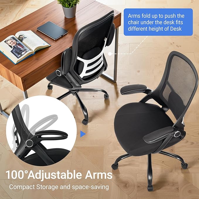 HYLONE Big and Tall 400lbs Heavy Duty Office Chair, 5" Thickened Seat Ergonomic Desk Chair with Adjustable Armrests, Home Office Computer Chairs for Long Hours Mesh Executive Chair(Black)