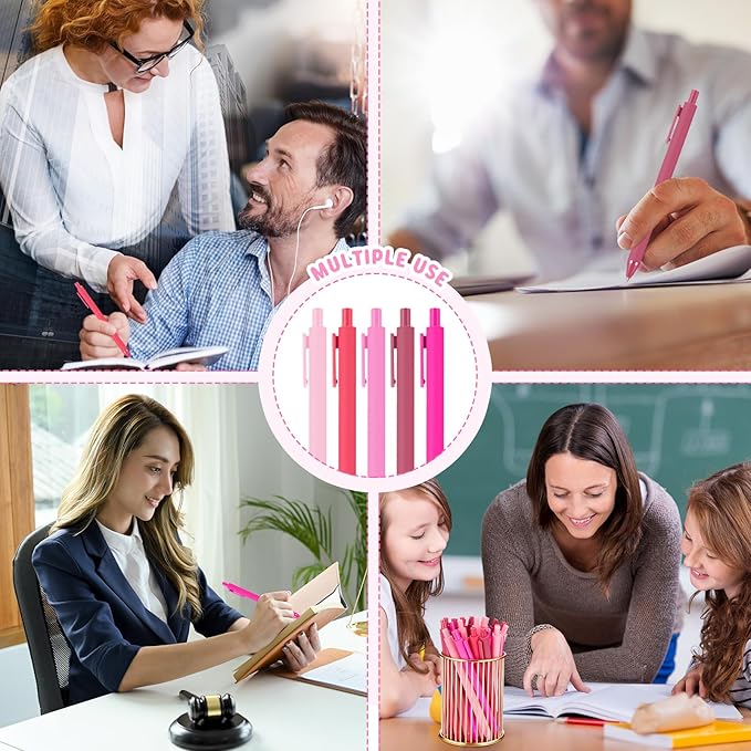 25 Pcs Ballpoint Pens Bulk Retractable Writing 1. 0 mm Black Ink Cute Pens Smooth Writing Color Fancy Gift for Teacher Student Employee Office School Home Baby Shower Supplies (Pink Series)