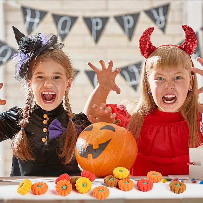 44Pcs 3D Pumpkin Erasers Bulk, Halloween Fall Mini Erasers for Student Classroom Prizes, Game Reward,Treasure Box,Trick or Treats, Goody Bag Filler,Party Favors (44PCS)