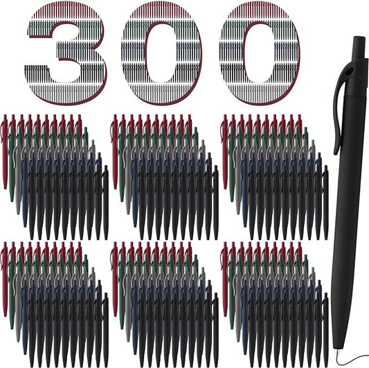 300 Pack Black Pens Bulk Retractable No Bleed Click Black Ink Smooth Writing Ballpoint Pens for School Office Supplies, 1.0mm