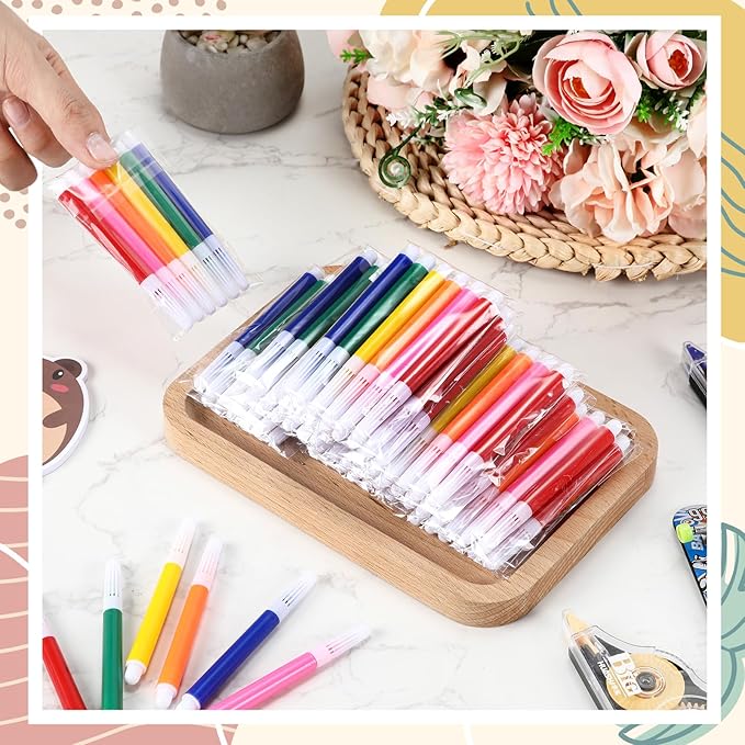 480 Pcs Mini Markers Colored Pen 3.4 Inch Vibrant Colors Portable Short Colored Markers Assorted Multicolor Watercolor Marker Pen for Kids and Adult Glass Office School Supplies (6 Colors)