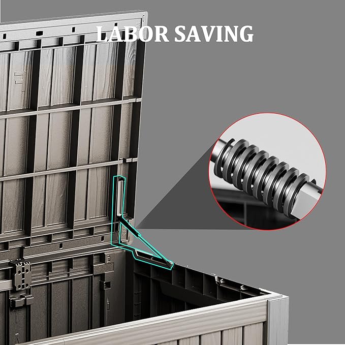 180 Gallon Lockable Resin Deck Box, Waterproof & UV-Resistant Outdoor Storage Box for Outdoor Cushion Storage, Garden Tools & Pool Accessories Storage, Gray