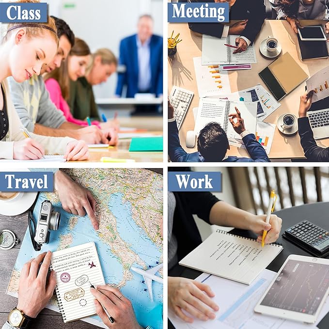 12Pack Small Spiral Notebook A5, 8.25x5.5” 120 Lined Pages Black & Brown Wide Ruled Spiral Journal Bulk Blank Kraft Cover Spiral Bound Notebook & Writing Pads for Home Office Meeting Work Note Taking