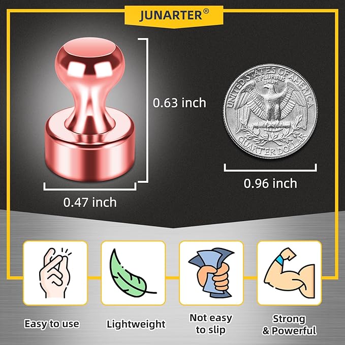 12Pack Refrigerator Magnets, Strong Neodymium Push Pin Magnets for Whiteboard, Office, School, Kitchen