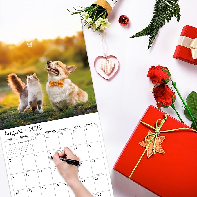2026 Wall Calendar,Calendar 2026, November 2025 - December 2026, Wall Calendar Puppy Dog, 12" x 24" Opened,Full Page Months Thick & Sturdy Paper for Calendar Organizing & Planning