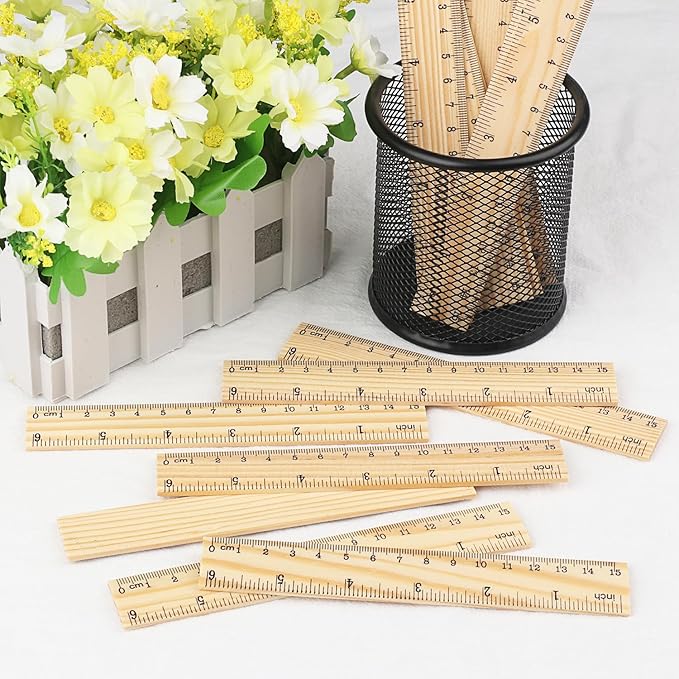 288 Packs Wooden Rulers, 6 Inch Double Sided Wood School Ruler for Home, Student, Office Use, 2 Scale,by, GNIEMCKIN.