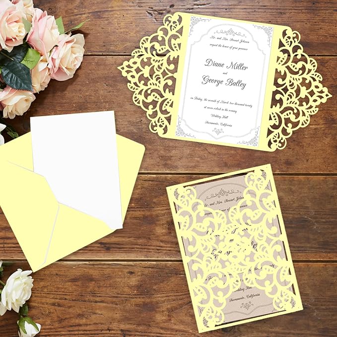 100 Sheets Yellow Cardstock 8.5 x 11 Thick Paper, Goefun 80lb Card Stock Printer Paper for Invitations, Menus, Wedding, DIY Cards