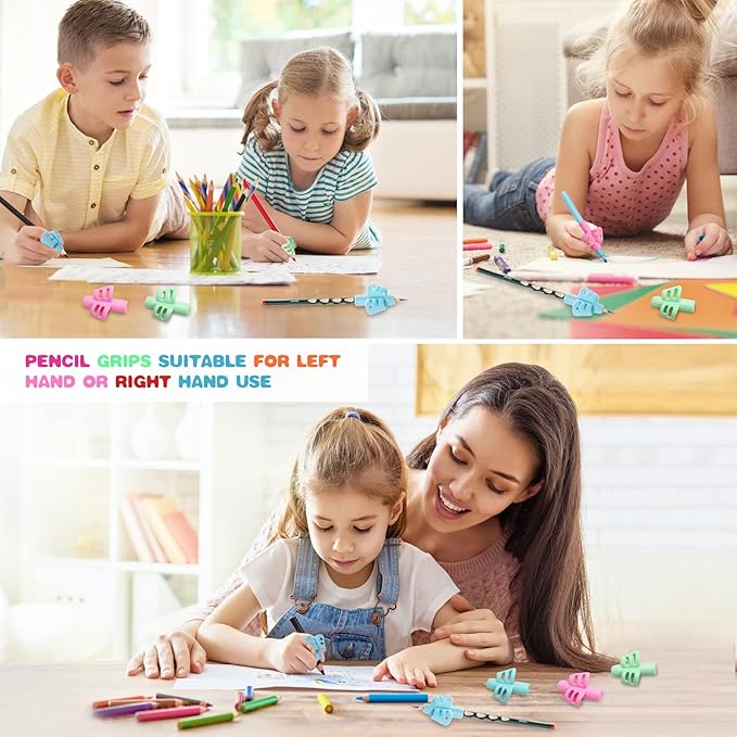 20 Pcs Pencil Grips for Kids Handwriting Ergonomic Training Pencil Holder Writing Tool for Toddlers, Preschoolers, Children Special Needs Colorful School Supplies(2 Fingers)