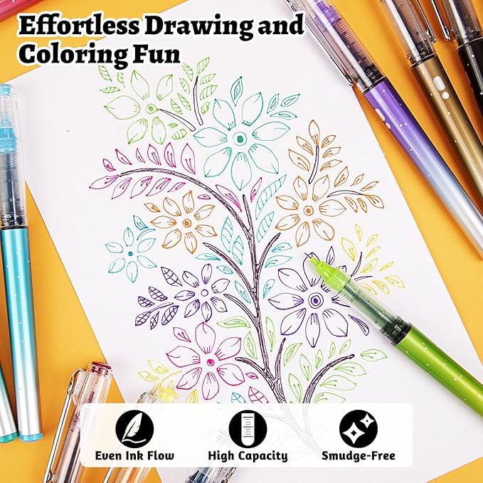 12 Colors Liquid Ink Rollerball Pens For Journaling, 0.5mm Fine Point Bible Pens, No Bleed and Quick-Dry, Smooth Writing Gel Pens for Bullet Journal and Taking Notes