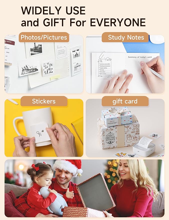 iDPRT Portable Sticker Maker Machine with 1 Roll Sticker Paper, Mini Printer Efficiently and Quickly, Thermal Printer for Study Notes, Pictures, DIY, Label, Free App with Multiple Templates, Grey