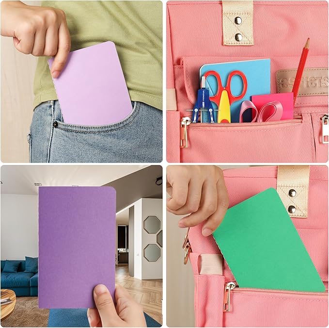 24 Pack Small Pocket Blank Notebook & Journal Bulk, Multi Cover, Unlined Thick Paper, A6 Size, 5.5x3.5 inch, 60 Page, Mini Plain Sketchbook Subject Note Pad Set for Women Men Kids