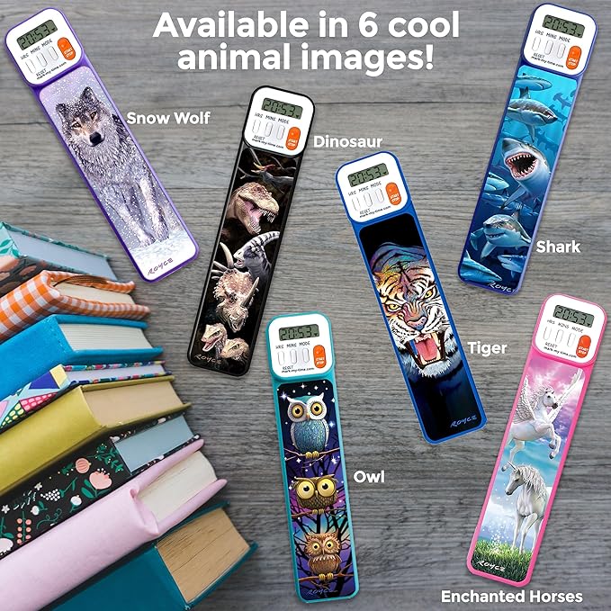 Mark-My-Time - Digital Bookmark - Mark My Time Reading Timer and Bookmark for Kids, Cool Bookmarks and Reading Incentives, Christmas Gift & Stocking Stuffer for Book Lovers - 3D Wolf