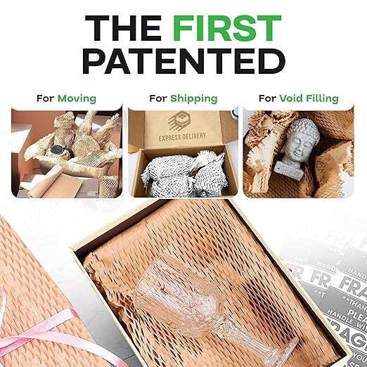 IDL Packaging 15.25" x 22" Honeycomb Kraft Packing Paper Sheets (Pack of 500), White – USA-Made Eco-Friendly Bubble Wrap Alternative for Shipping, Moving, Storage - Innovative Interlocking Slit Design