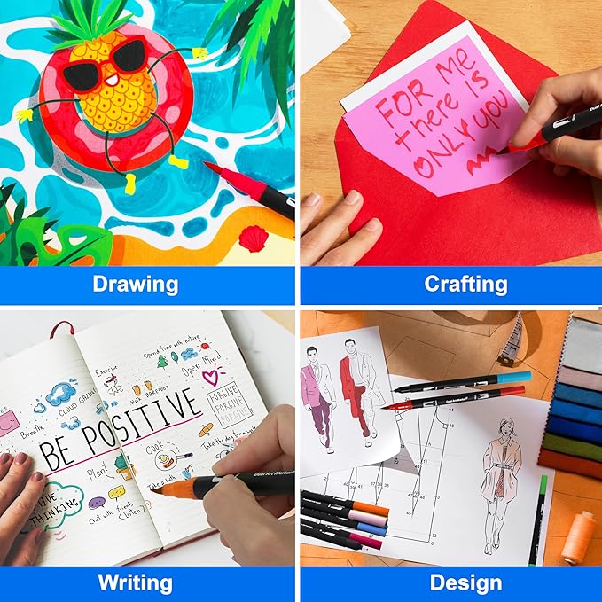 120 Colors Dual Brush Marker Pens, Art Markers with Fine and Brush Tip Coloring Markers for Adults, Marker for Journaling Calligraphy Drawing Sketching Doodling Illustrating